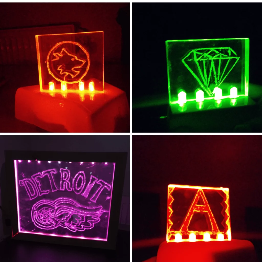 Kunststoff Handwerkunterricht Beispiel Plexiglas Acryl PC LED