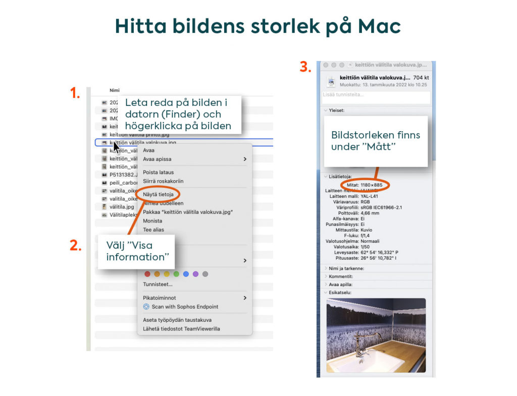 Hitta bildens storlek på Mac