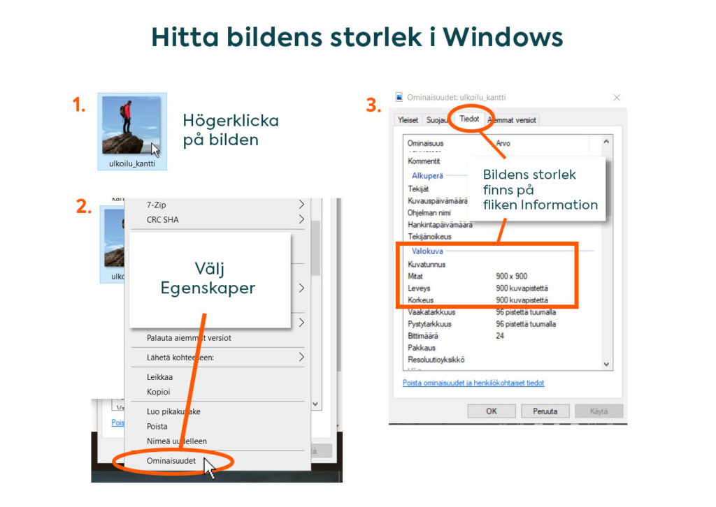 Hitta bildens storlek i Windows 